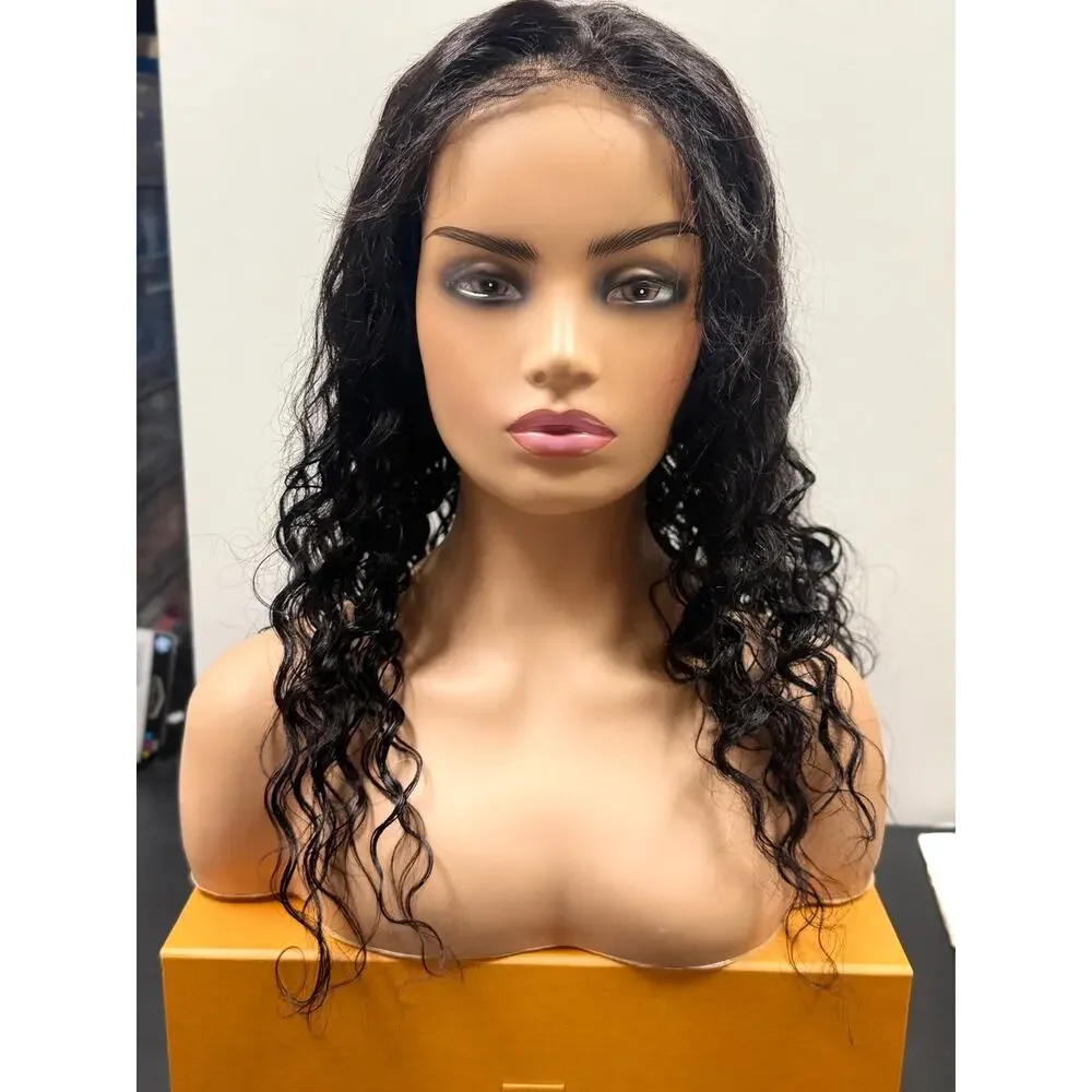 360 Lace Deep Wave Human Hair Wig Natural Black 22